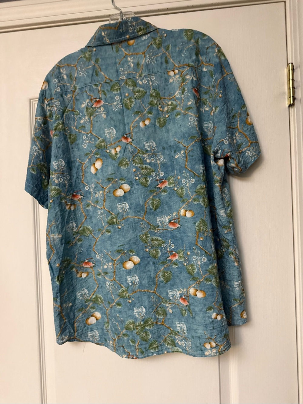 Men's Blue Floral Short-Sleeve Casual Shirt
